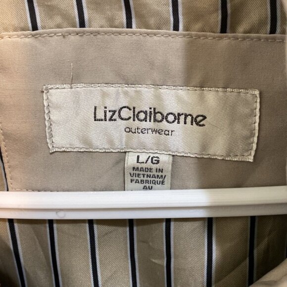 Liz Claiborne Spring All Weather Mid Length Coat Jacket Zip Removable Hood Large - Picture 2 of 9